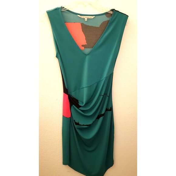Rachel Rachel Roy Lightweight V Neck Asymmetrical Hem Drape Front Dress XS EUC - Picture 1 of 7